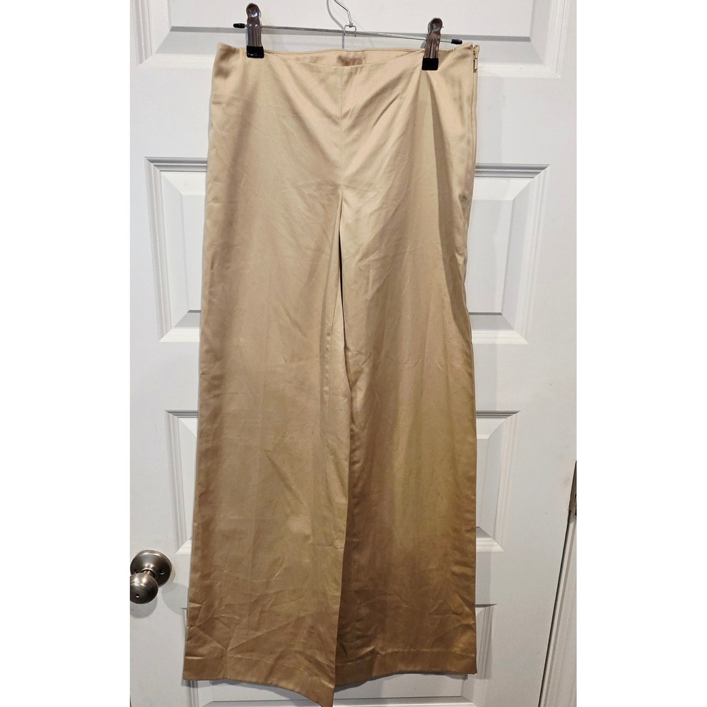 Lilly Pulitzer Wide Leg Pants Womens 0 Tan Cotton Classic Preppy Coastal Chic